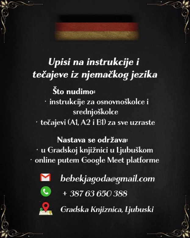 NAJAVA: Tečaj njemačkog jezika u Knjižnici Ljubuški