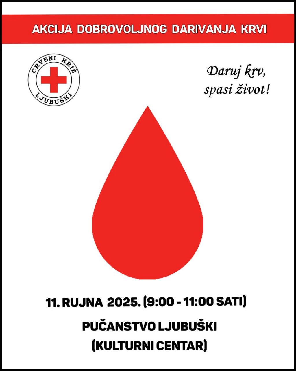 Akcija darivanja krvi za pučanstvo Ljubuškoga