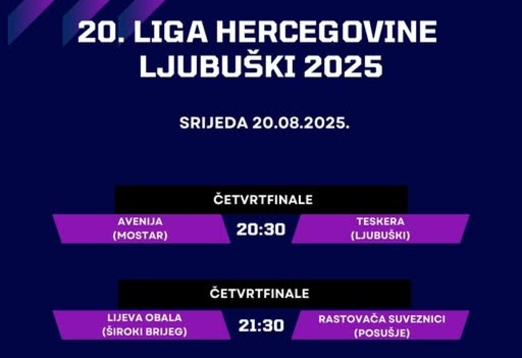 Ljubuški: Sinoć su odigrane prve utakmice četvrtfinala lige Hercegovine
