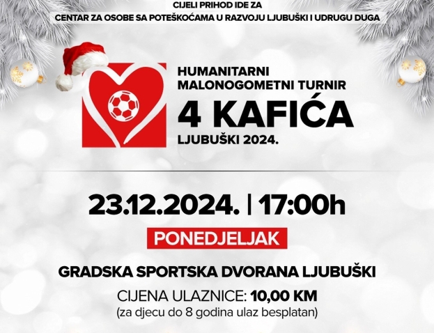 2. Humanitarni malonogometni turnir “4 kafića Ljubuški 2024.” u ponedjeljak!