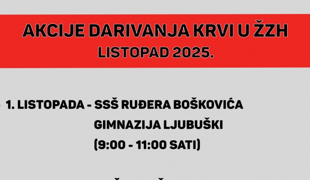 Ljubuški: Sutra akcija darivanja krvi namijenjena srednjoškolcima