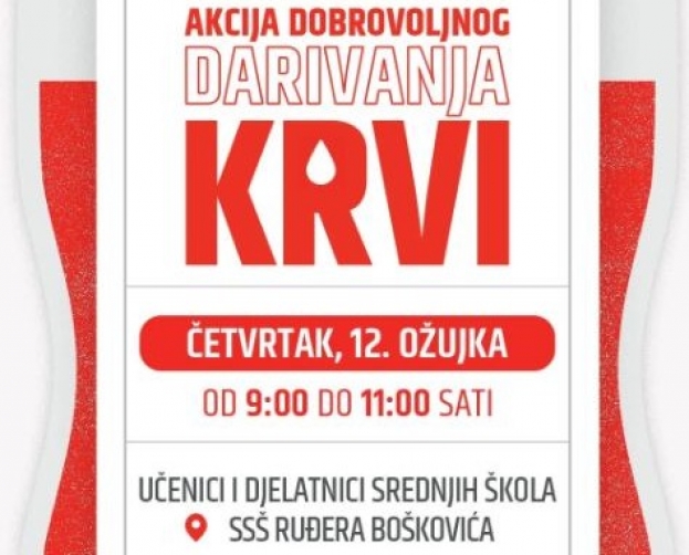 U četvrtak akcija dobrovoljnog darivanja krvi u Ljubu&scaron;kom